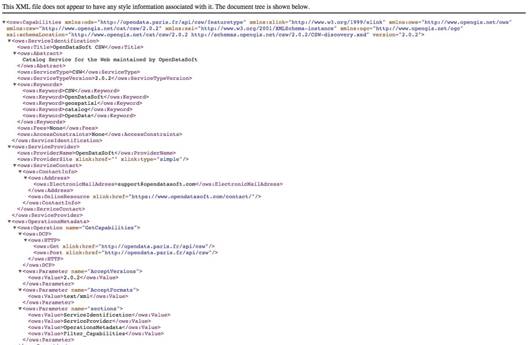 OpenDataSoft supporte les standards géographiques CSW et WFS